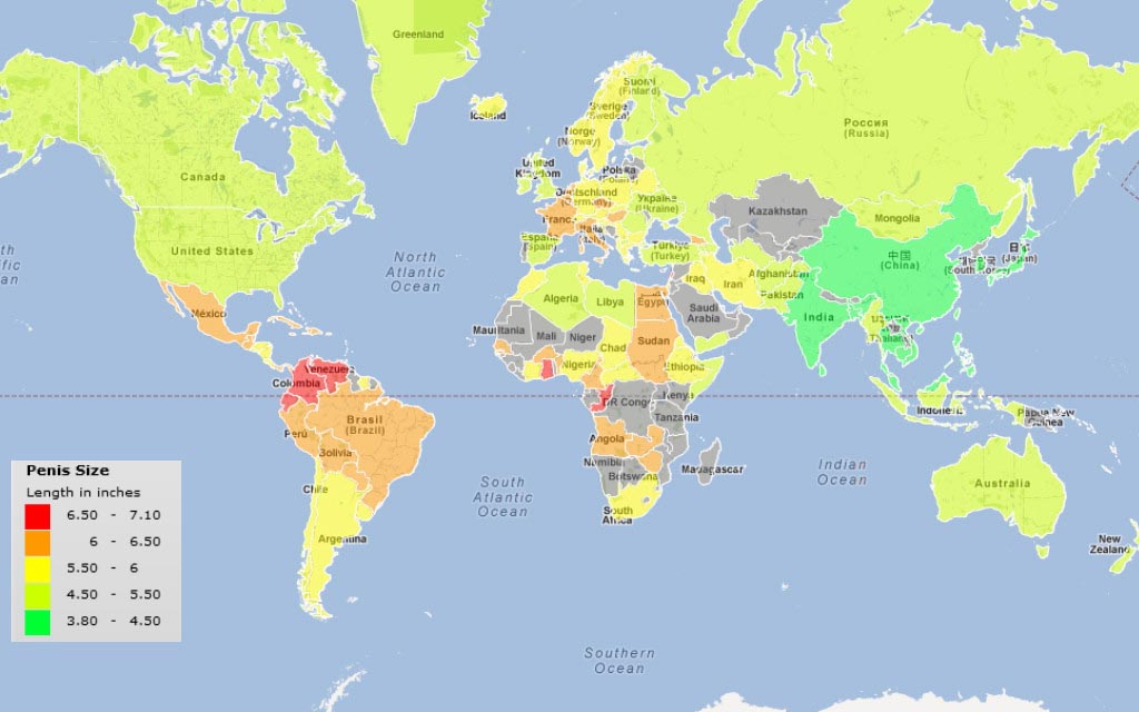 Penis Size by Country